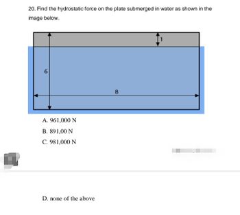 Answered Find The Hydrostatic Force On The Bartleby