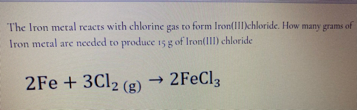 Answered The Iron Metal Reacts With Chlorine Gas Bartleby