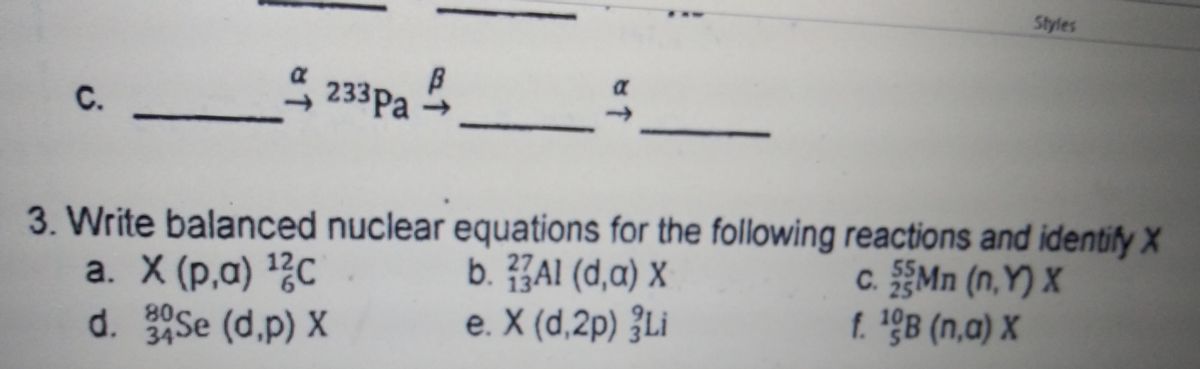 Answered 3 Write Balanced Nuclear Equations For Bartleby