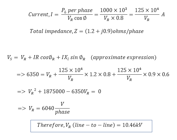 Answered: A 3-phase line 3 km long delivers 3000… | bartleby