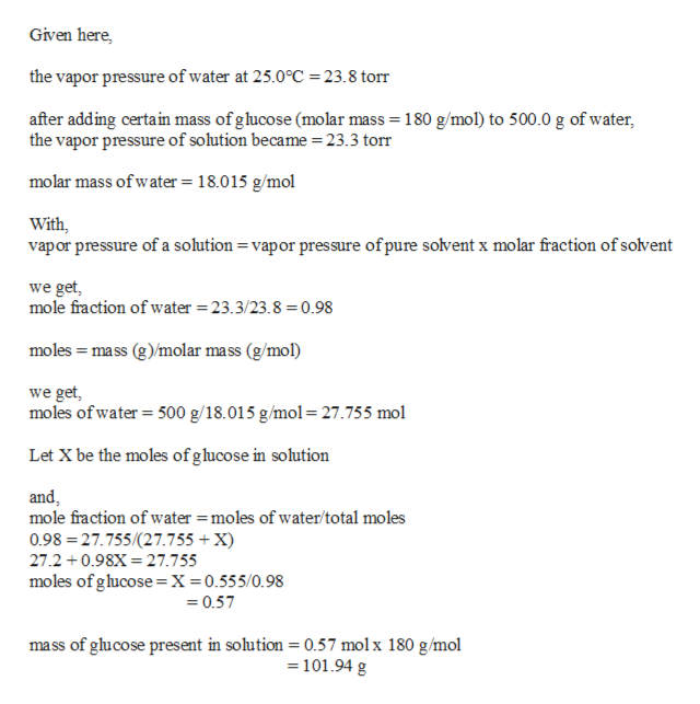 Answered The Vapor Pressure Of Water At 25 0 C Bartleby