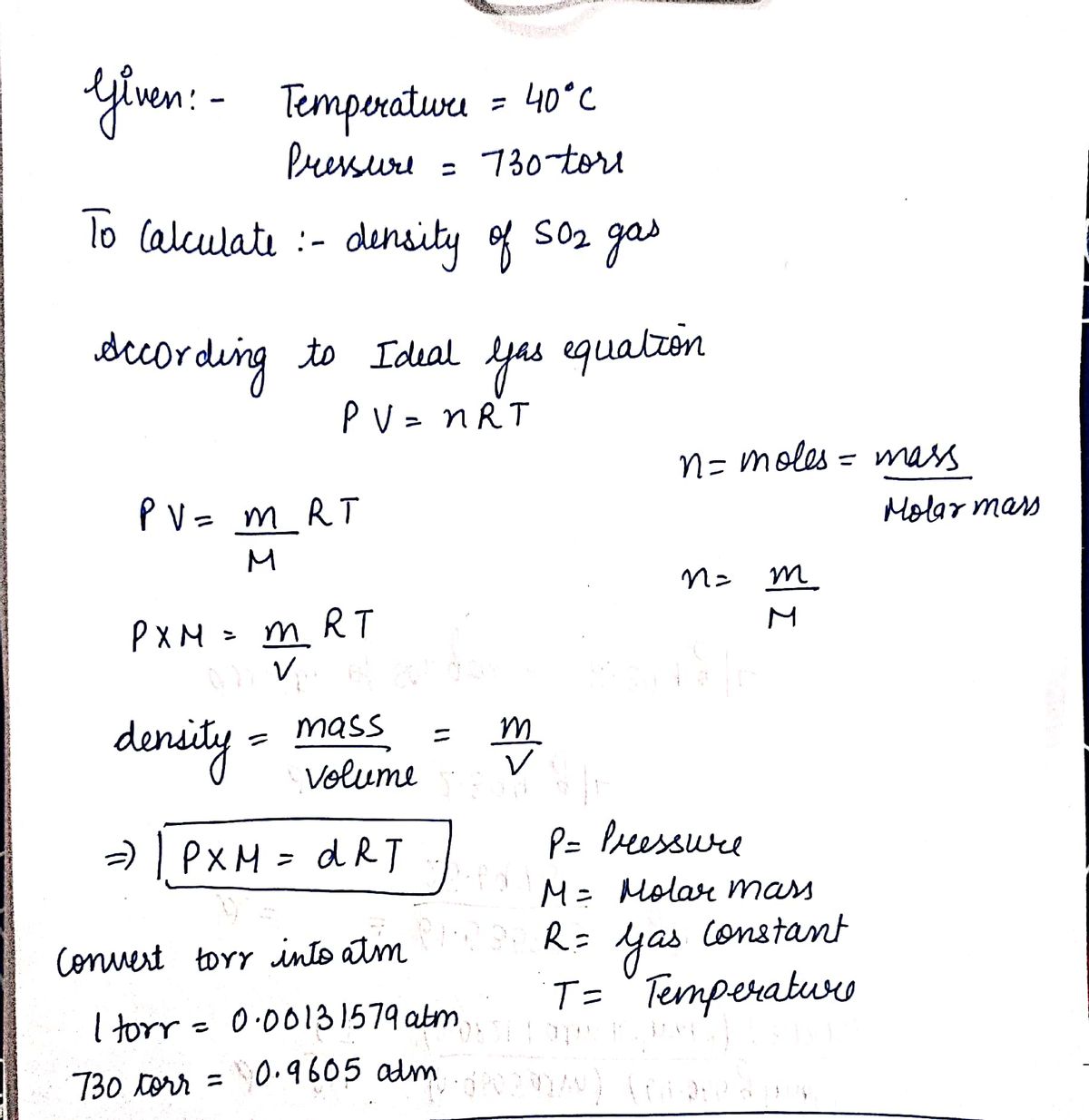 Answered: Calculate The Density Of So2 Gas At… 