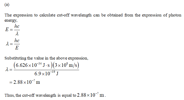 photon cut off wavelength