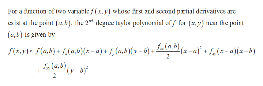 Second Degree Taylor Polynomial Formula