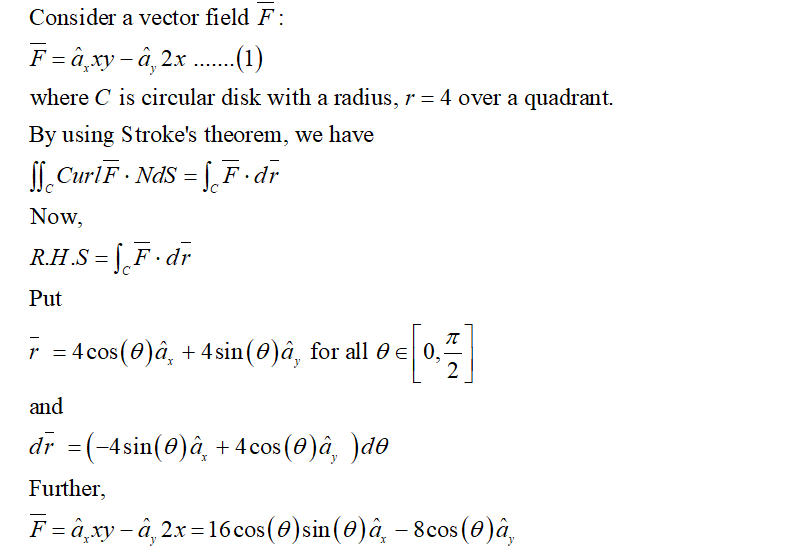 Answered Verify Stokes S Theorem Over A Quarter Bartleby