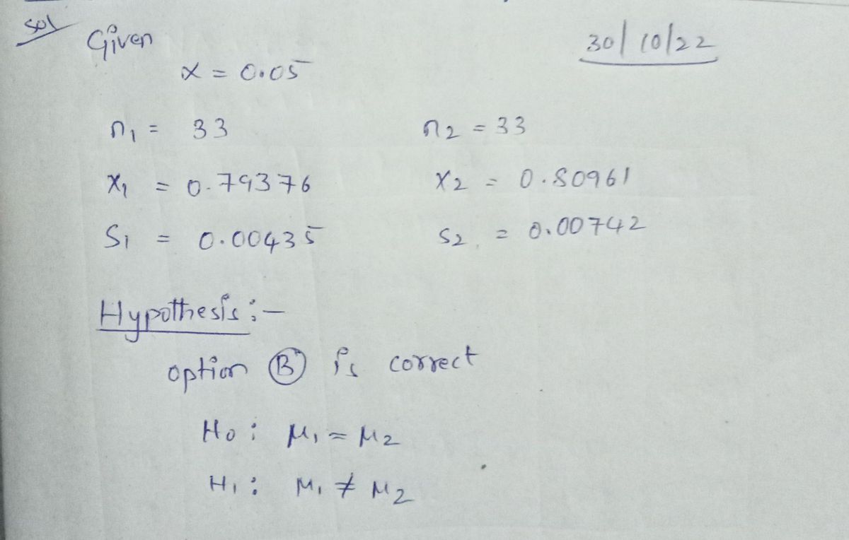 Statistics homework question answer, step 1, image 1