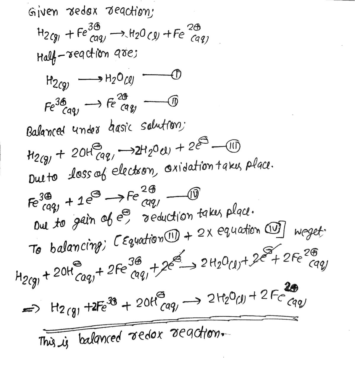 Answered Balance the following redox reaction in bartleby