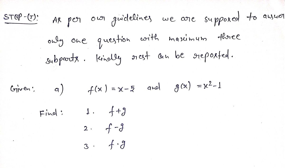 Algebra homework question answer, step 1, image 1