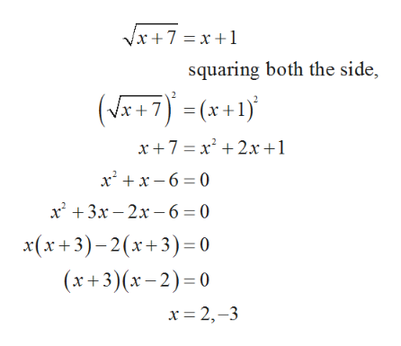 Answered: square root of x+7 =x+1 | bartleby