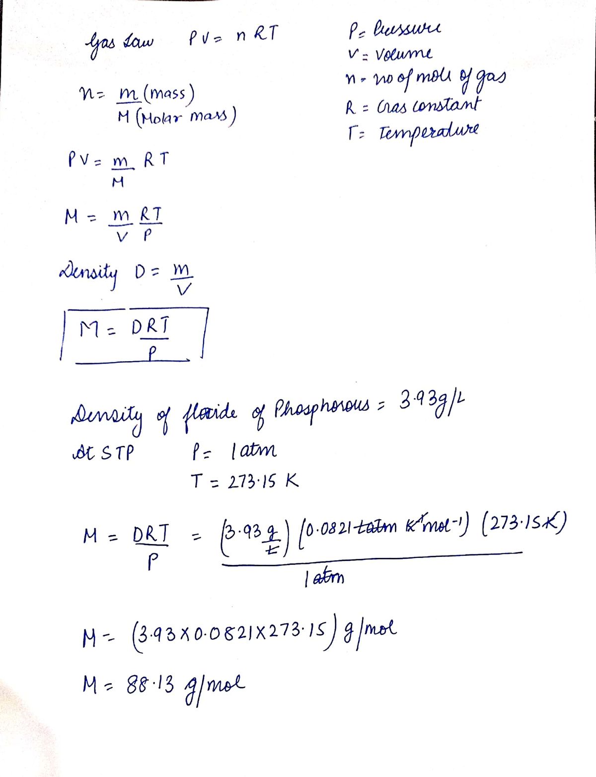 Answered 55 The Density Of A Certain Gaseous… Bartleby