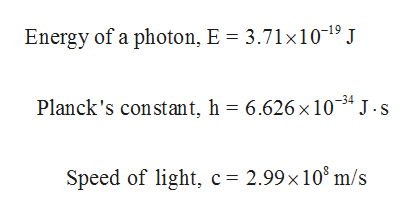 Answered: The equation for photon energy, E,… | bartleby