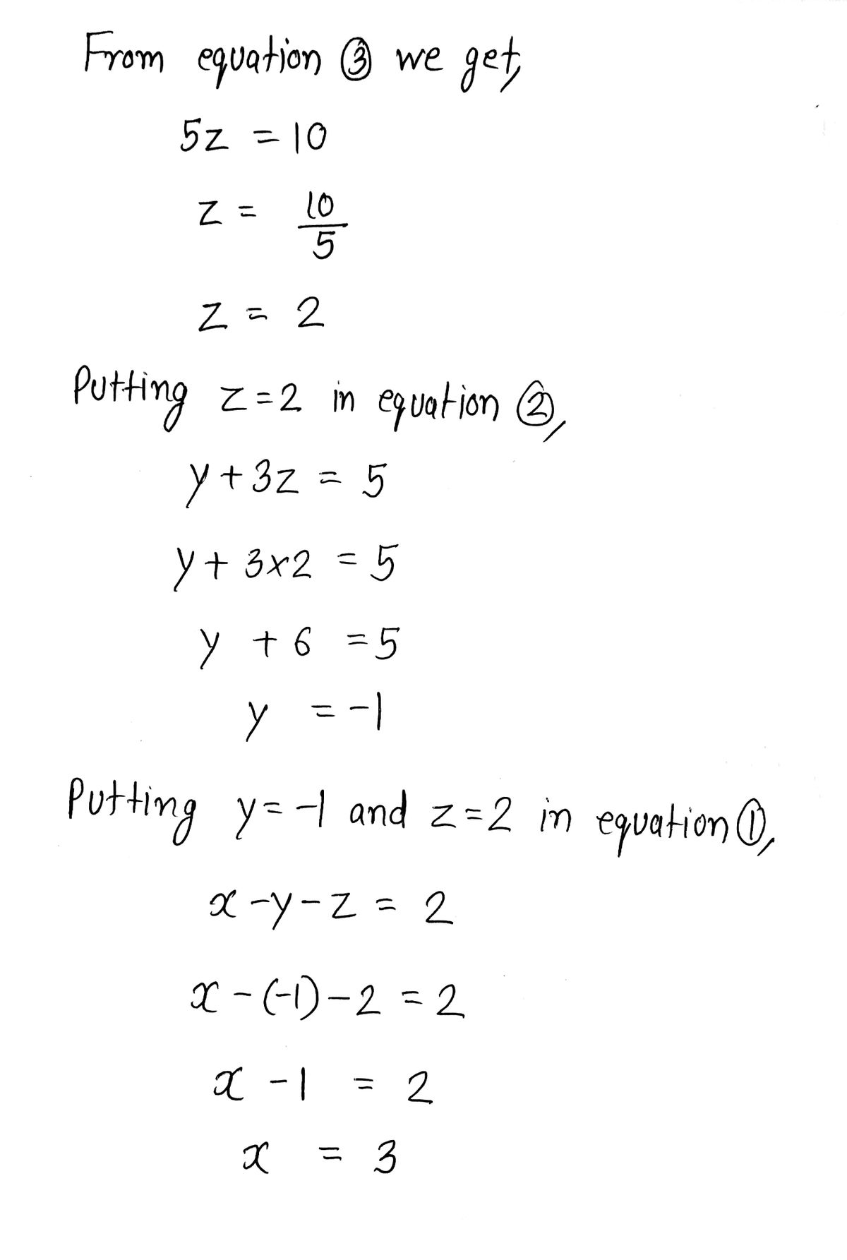 Answered Solve The System X Y Z 2 Y 3z 5 Bartleby