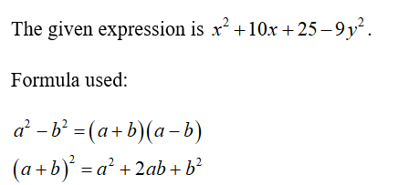 Answered: Factor completely x2 + 10x + 25 - 9y2 ,… | bartleby