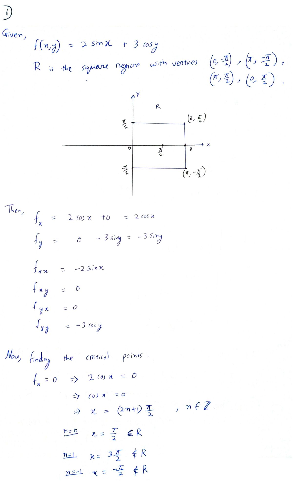 Answered: F(x, Y) = 2 Sin X+ 3 Cos Y; R Is The… | Bartleby