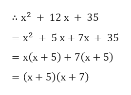 Answered: Factoring the trinomial x2+12x+35 | bartleby