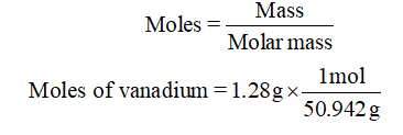 Answered: How many atoms of vanadium are in 1.28… | bartleby