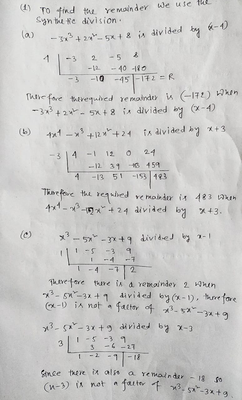 Answered 1 What Is The Remainder When A Bartleby