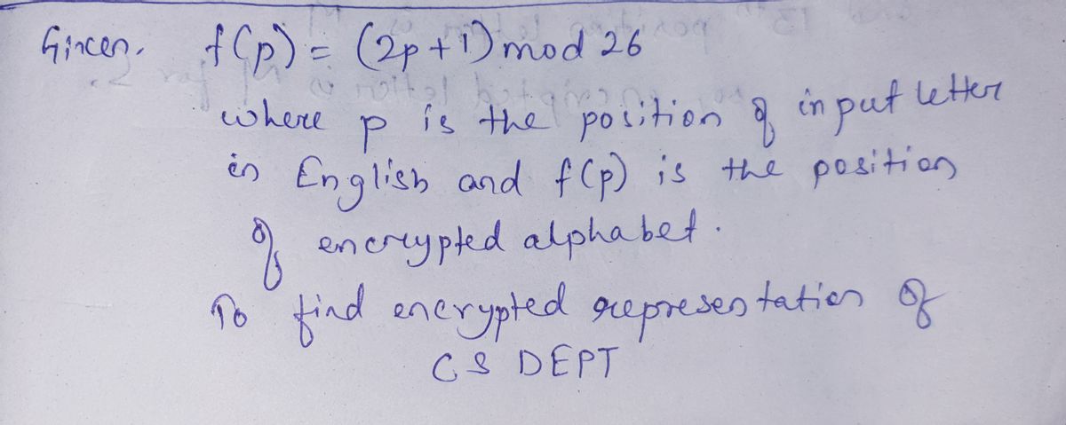 Answered An Encryption Function Is Given As F P Bartleby