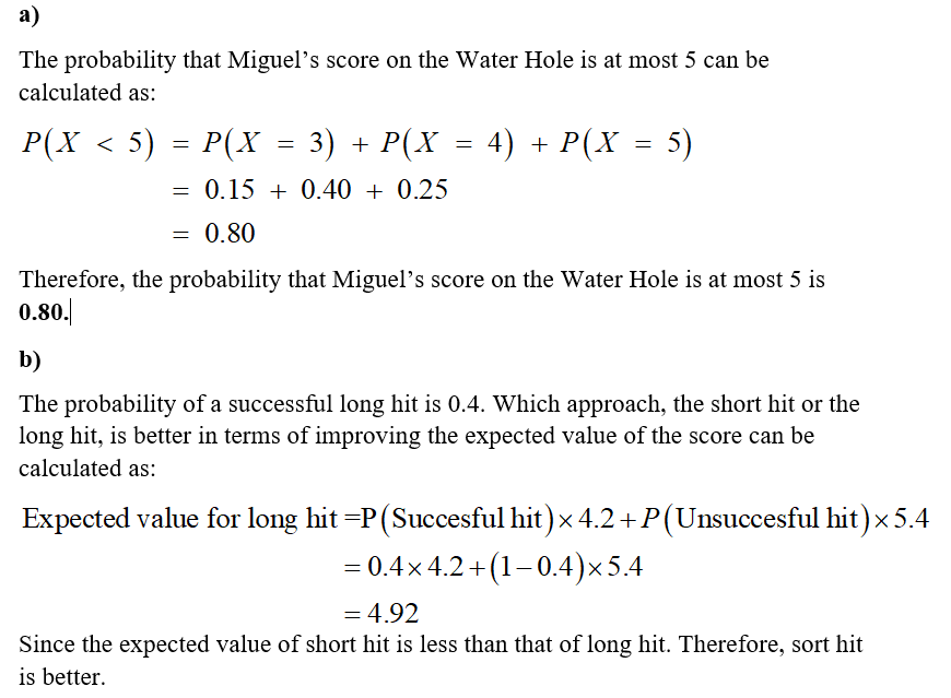 Answered: Long Short Lake Tee Hole | Bartleby