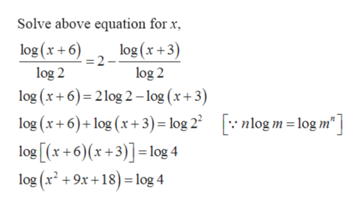 Answered: log2(x+6)=2-log2(x+3) | bartleby