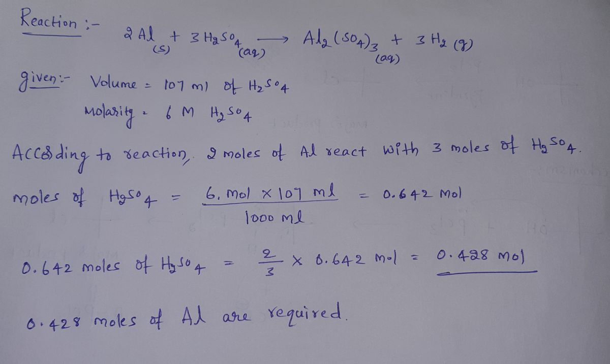 Answered: How many moles of aluminum are required… | bartleby