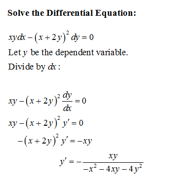 Answered Xy Dx X 2y Dy 0 Bartleby