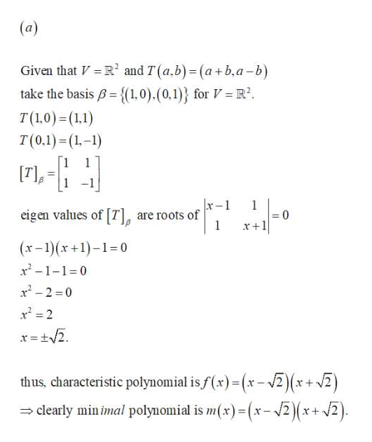 Answered For Each Linear Operator T On V Find Bartleby