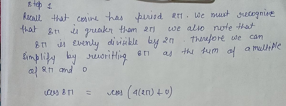 Trigonometry homework question answer, step 1, image 1