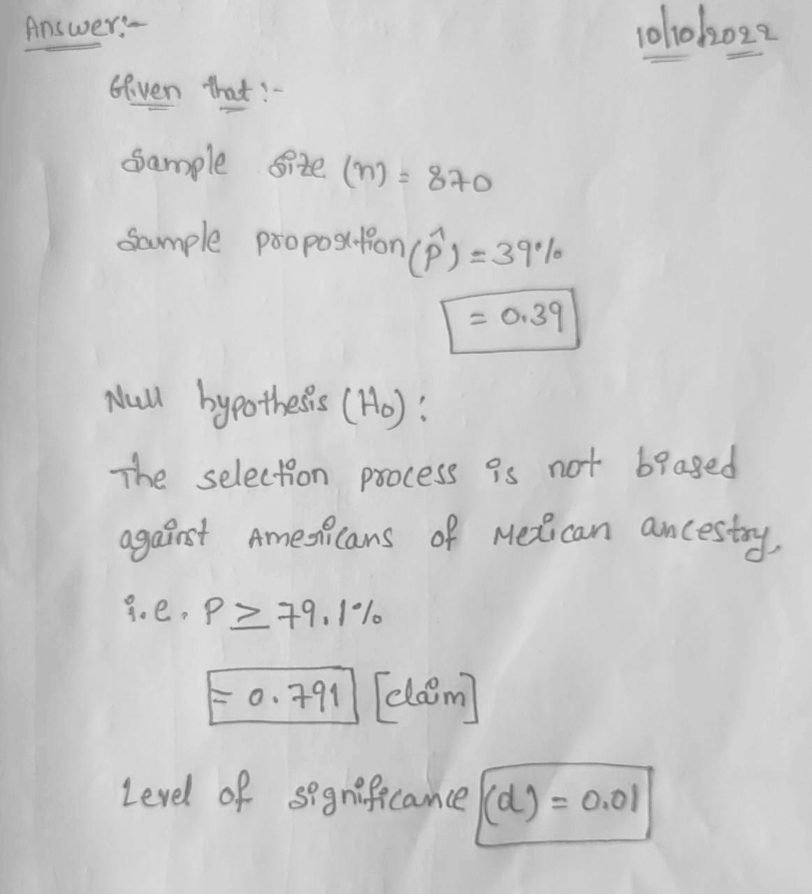 Statistics homework question answer, step 1, image 1