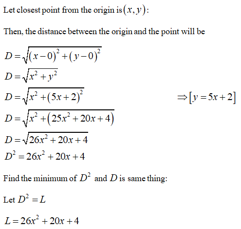 Answered: Find the point on the line y = 5x + 2… | bartleby