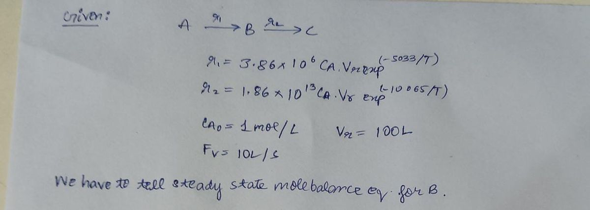 Chemical Engineering homework question answer, step 1, image 1