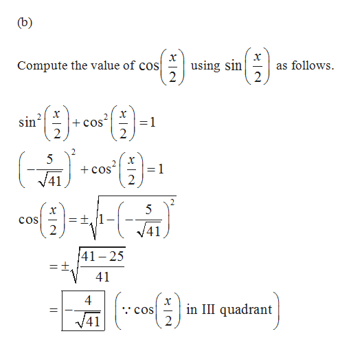 Answered: If sin(x) = − 40 41 and x… | bartleby