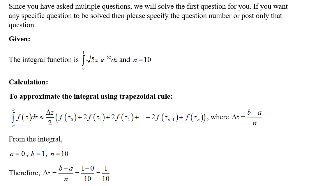 Answered: Use The Trapezoidal Rule, The Midpoint… | Bartleby