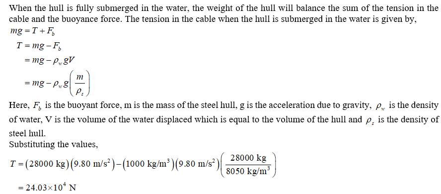 Answered: A crane lifts 28 000 kg steel hull of a… | bartleby