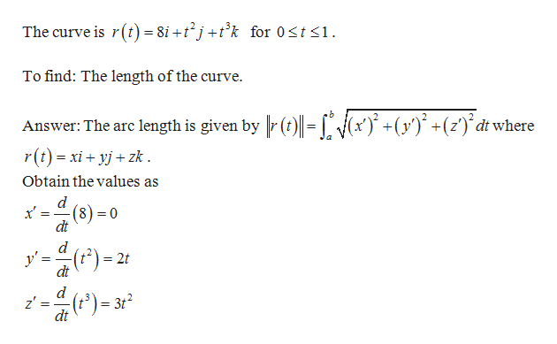 Answered Find The Length Of The Curve R T 8 Bartleby