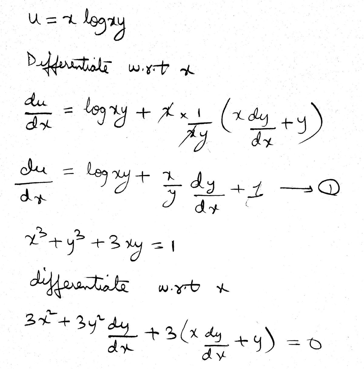 Answered If U X Log Xy Where X3 Y3 3xy 1 Find Bartleby