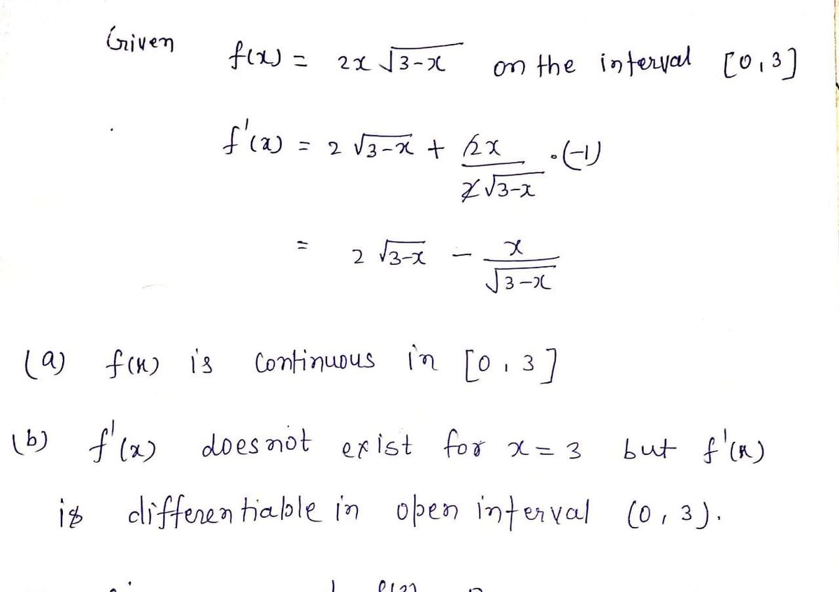 Answered: Verify That Rolle's Theorem Can Be… | Bartleby