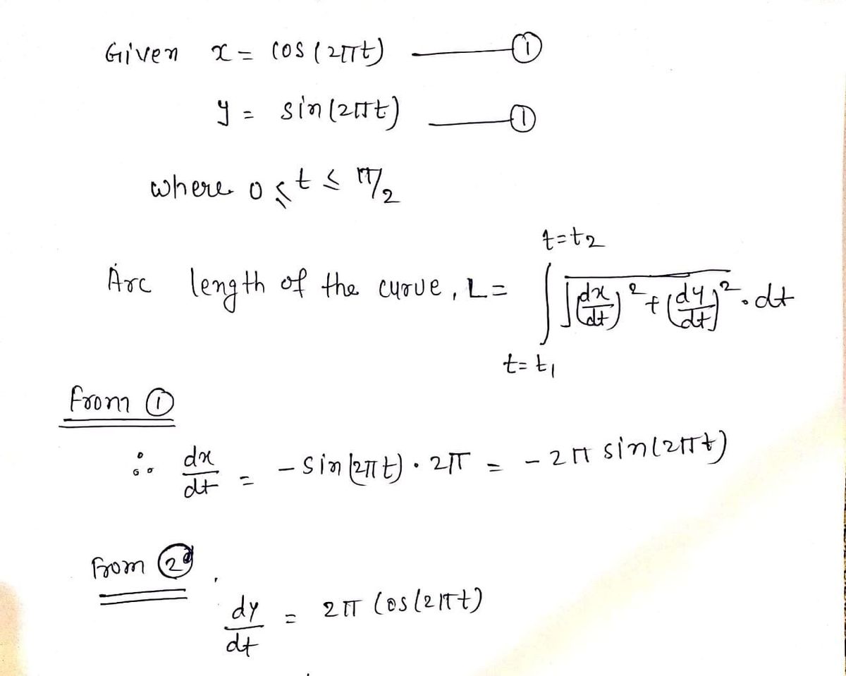 Answered Find The Arc Length Of The Parametric Bartleby 1886