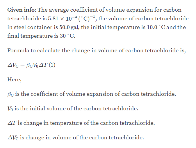 Answered The Average Coefficient Of Volume Bartleby