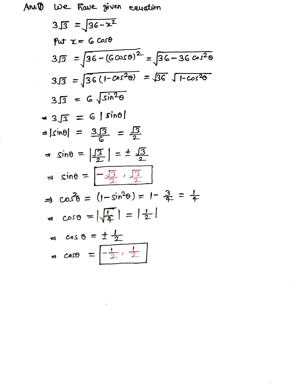 Trigonometry homework question answer, step 1, image 1