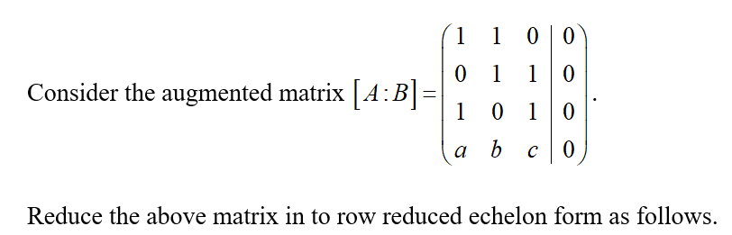 Answered: x + y y + z = 0 x + z= 0 ax + by + cz =… | bartleby