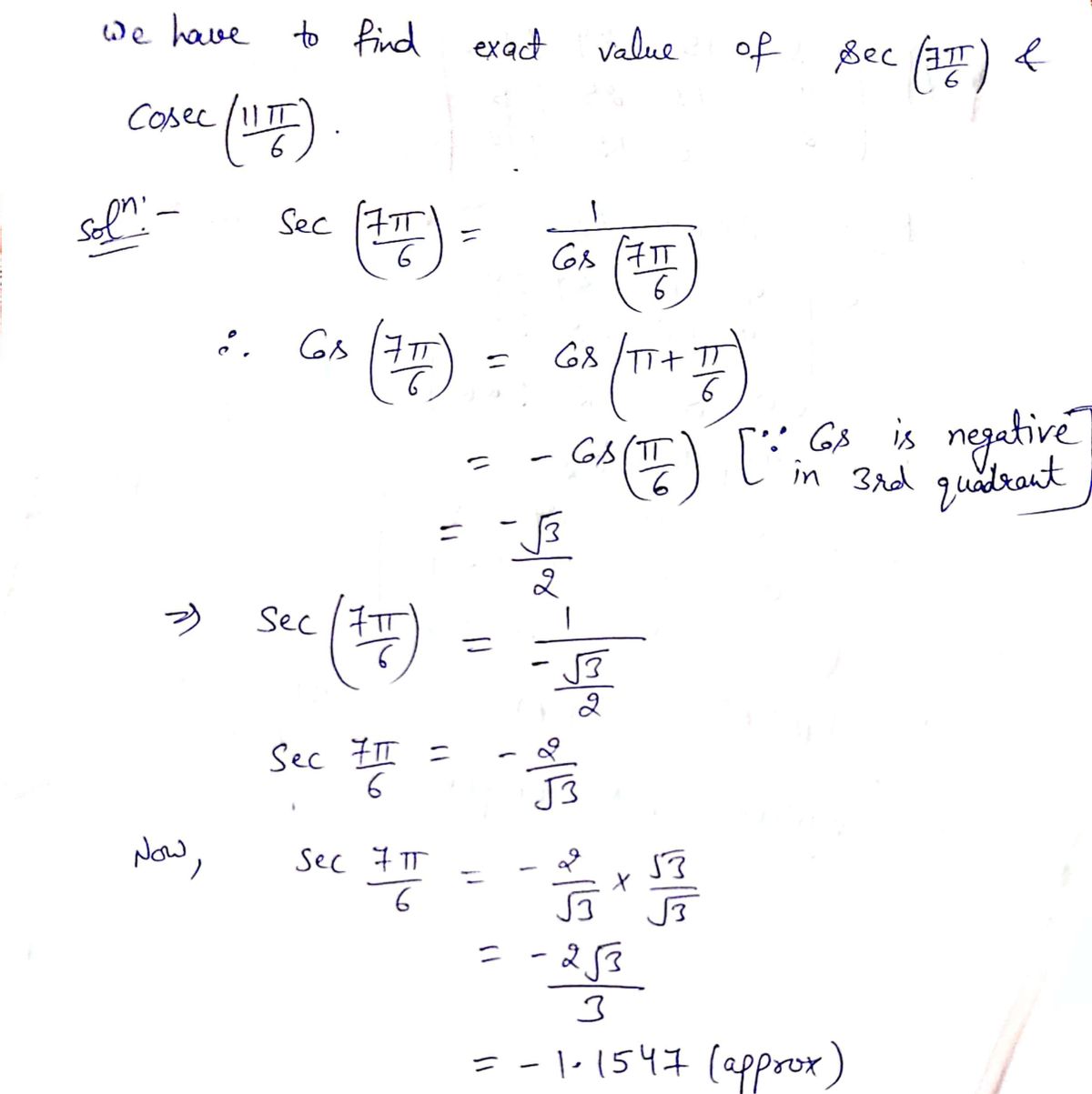 Trigonometry homework question answer, step 1, image 1