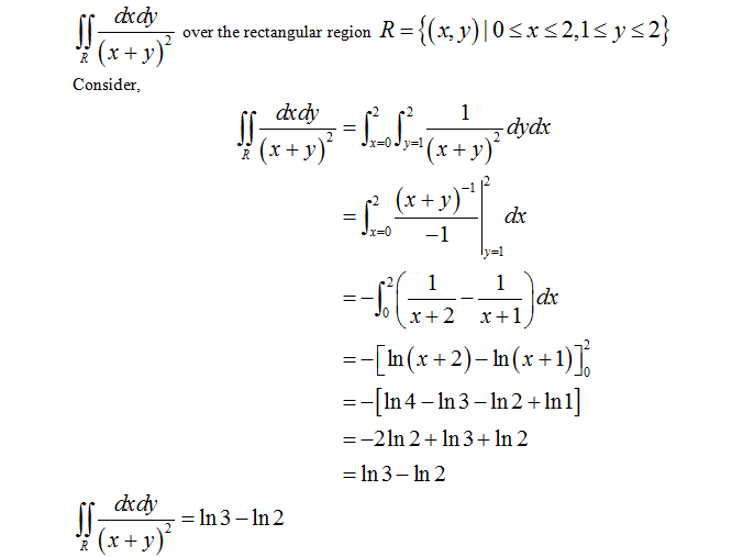 Answered Calculate The Integral Rdxdy X Y 2 Bartleby