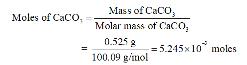 calcium carbonate molar answer mol