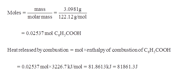 Answered: The enthalpy of combustion of benzoic… | bartleby