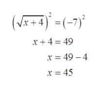 Answered: Solve. square root x+4=-7 | bartleby