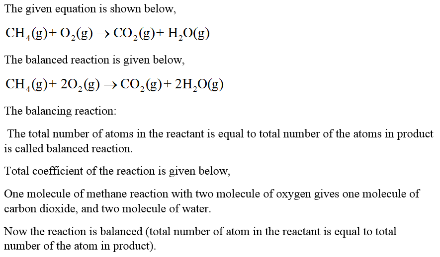 Ch4 O2 Co2 H2o Balanced Equation Methane