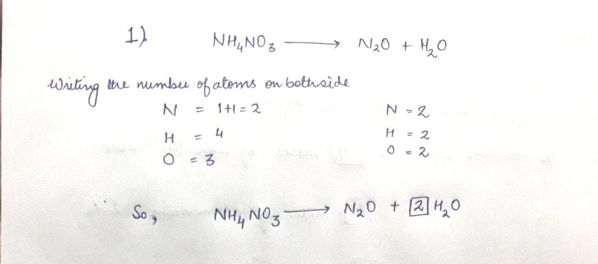 Answered Balance Equations Nh4no3 N2o H2o… Bartleby