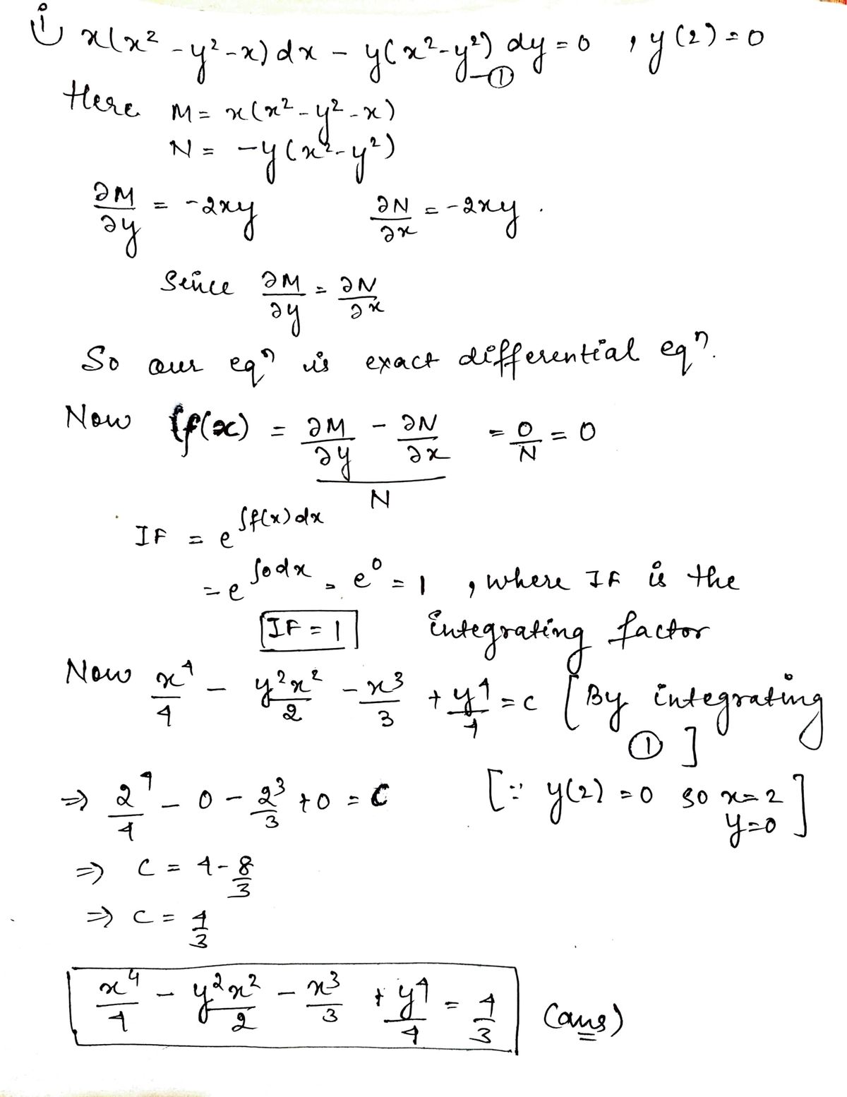 Answered Integrating Factor Method X X Y Bartleby