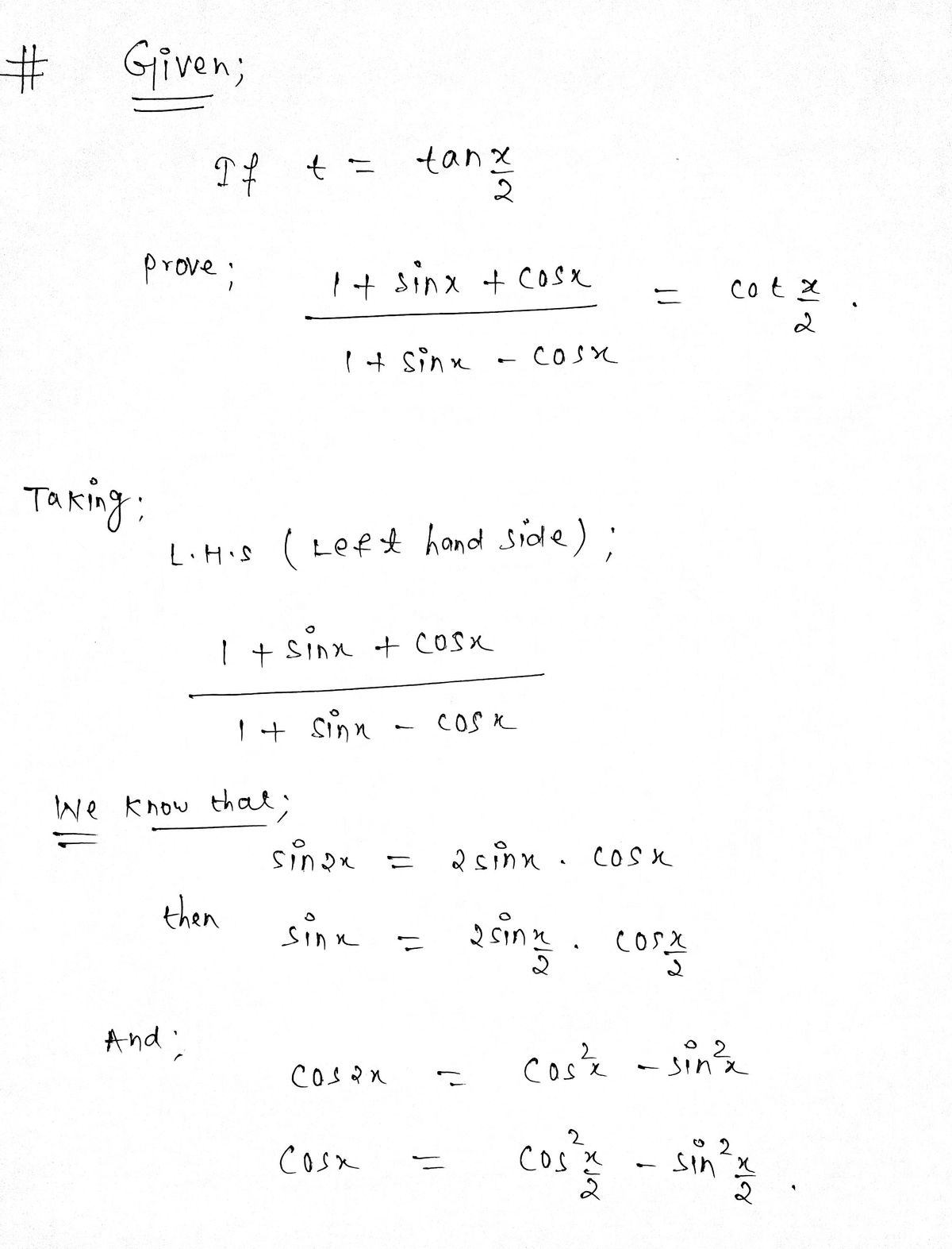 Trigonometry homework question answer, step 1, image 1